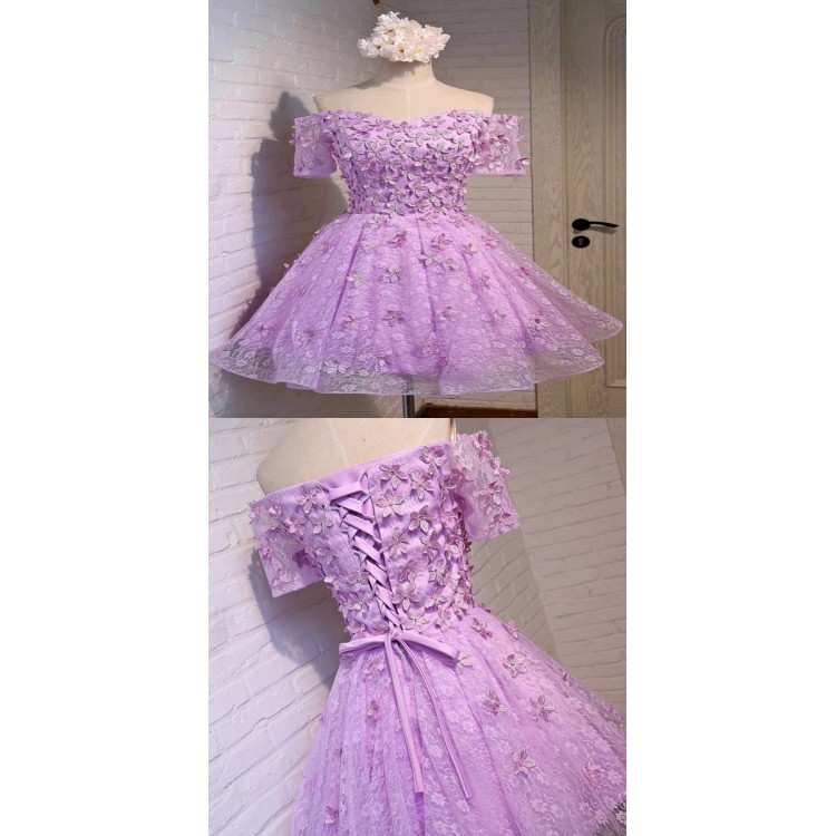 A-line Homecoming Dresses, Short Homecoming Dresses, Homecoming Dresses Purple, Homecoming Dresses With Appliques