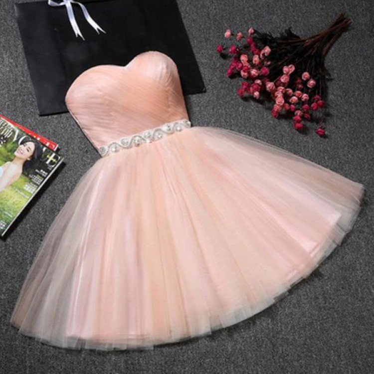 Short Champagne Homecoming Dress, Homecoming Dress A-line With Crystal Belt