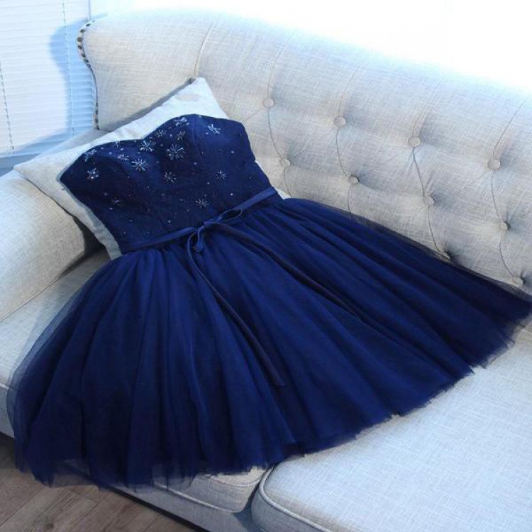 Blue Homecoming Dresses, Navy Homecoming Dresses, A-line Homecoming Dresses