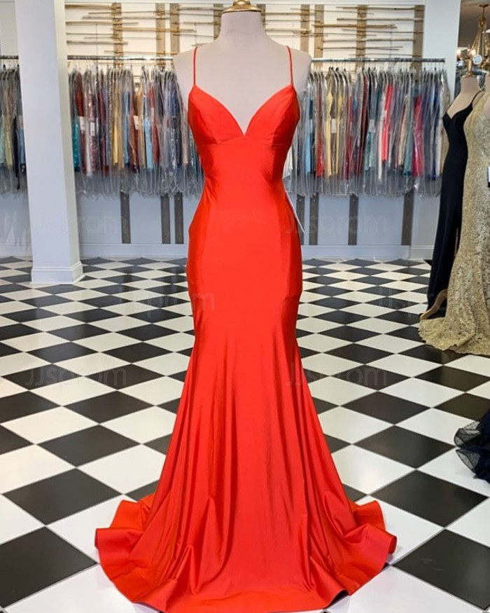 Beading Trumpet Mermaid Grape Spandex Spaghetti Straps Prom Dress