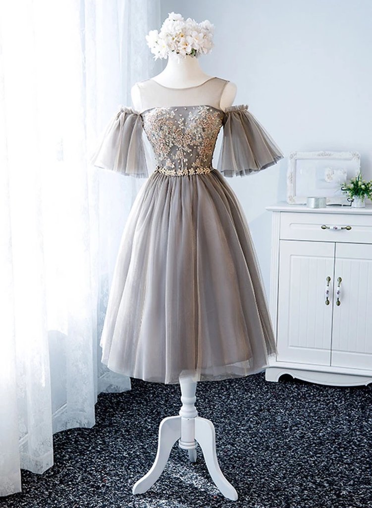 short lace up prom dresses Short Lace Off Shoulders Wedding Dress Short Prom Dress with Sleeves