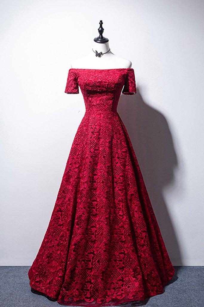 fitted lace wedding dress Red Sequined Beaded Strapless Corset Slit Prom Dress main image 0