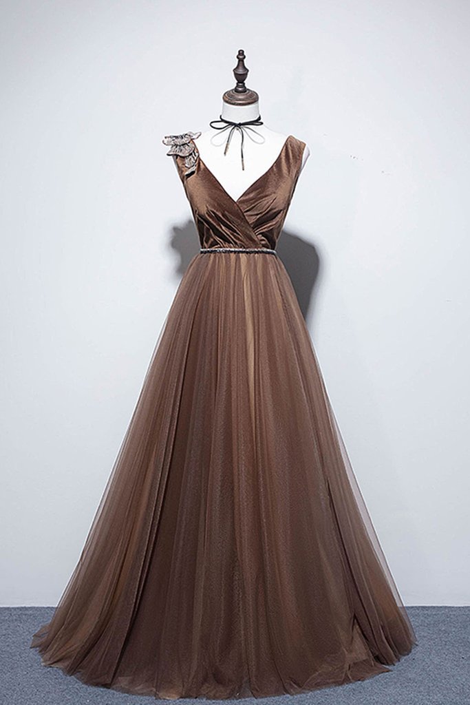 coffee brown prom dress Fashion Coffee Satin Prom Dresses 2024 Trumpet / Mermaid Strapless  Sleeveless Backless Bow Sweep Train Prom Formal