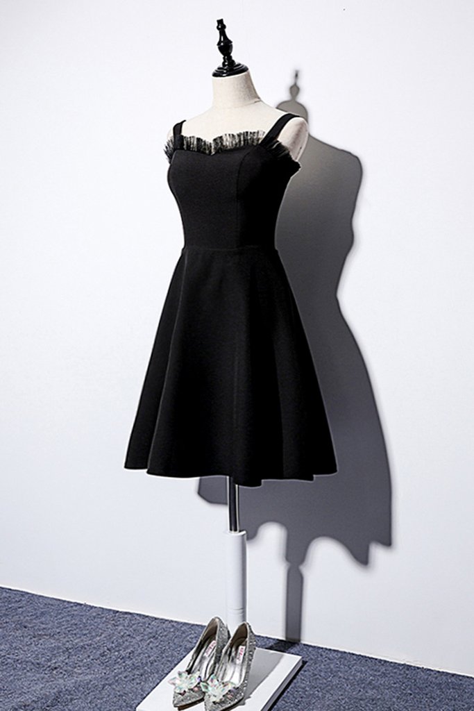 Cute Black Satin Short Custom Size Prom Dress, Party Dress