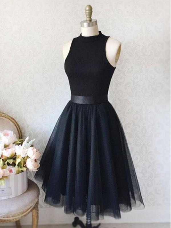 A Line Black Short Prom Dresses,black Homecoming Dresses,evening Dresses