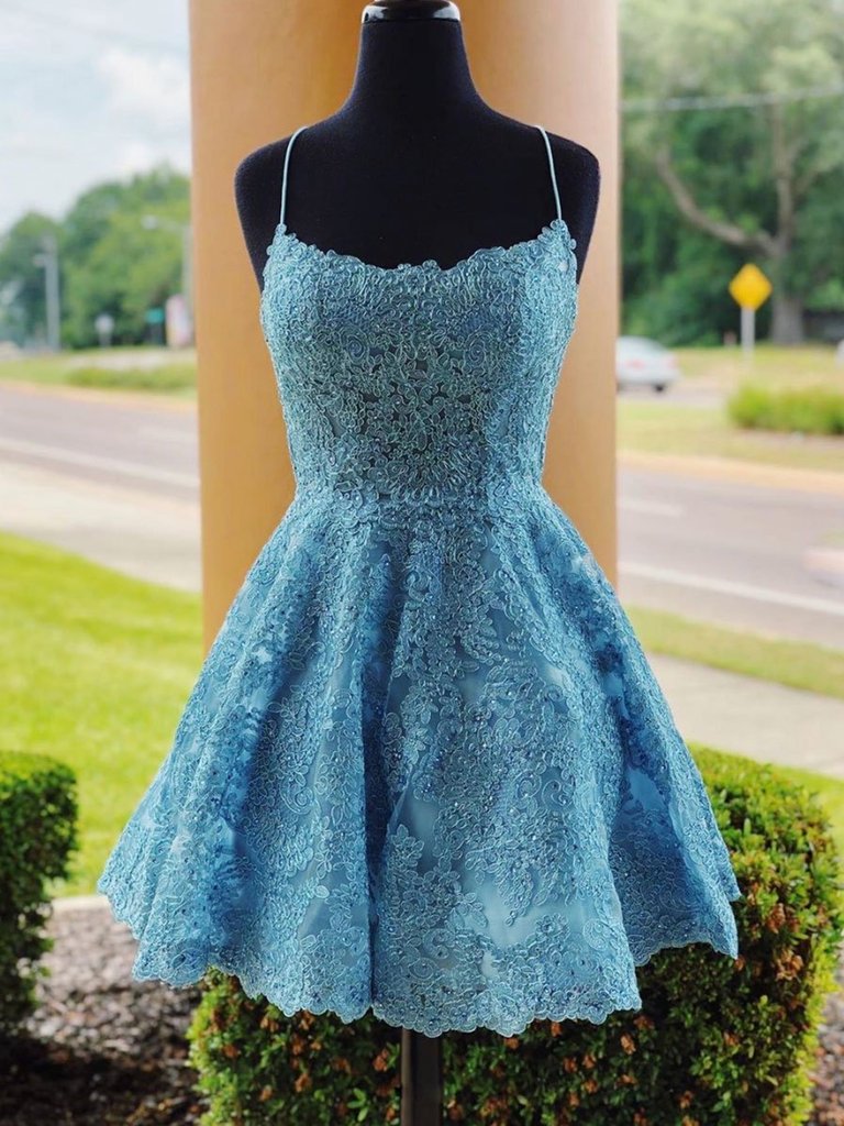 Light blue lace discount dress short