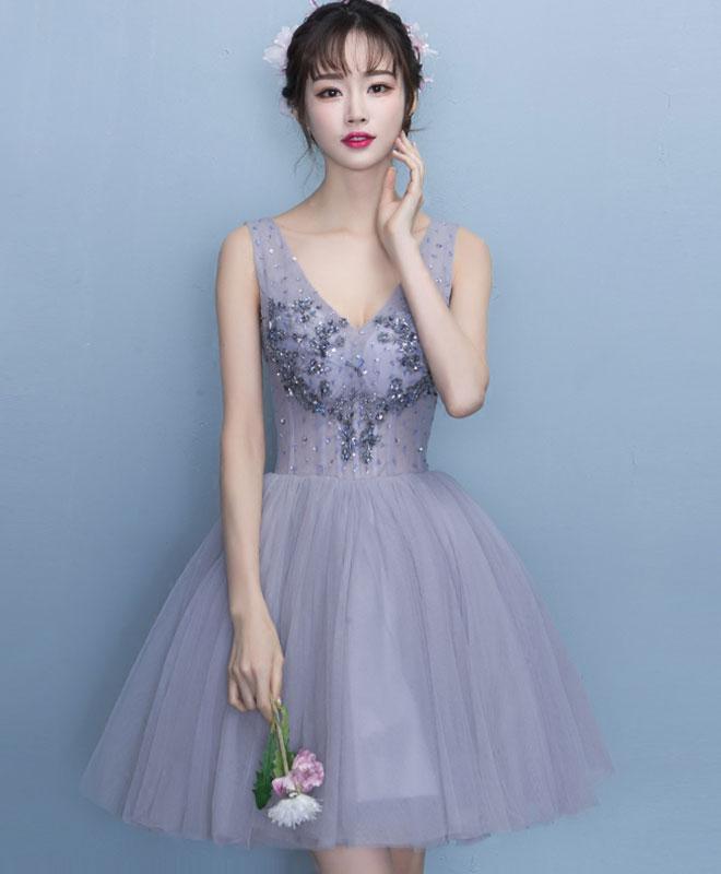 Cute Tulle Lace V Neck Short Prom Dress,homecoming Dress