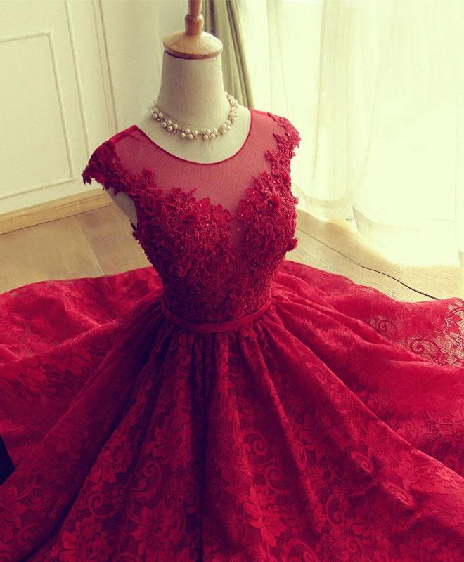 Cute A Line Lace High Low Prom Dress homecoming Dress on Luulla