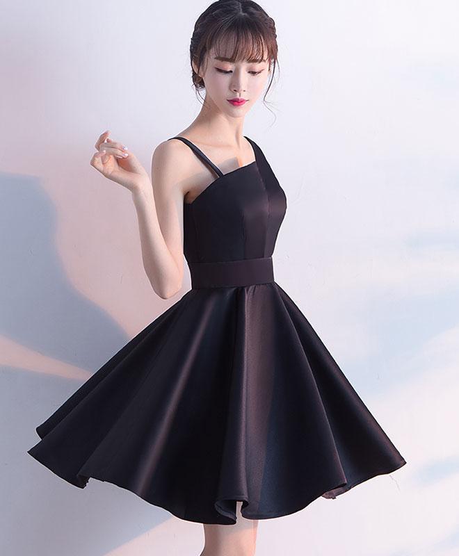 black silk dress short Sleeveless short black satin dress – Misciano main image 1