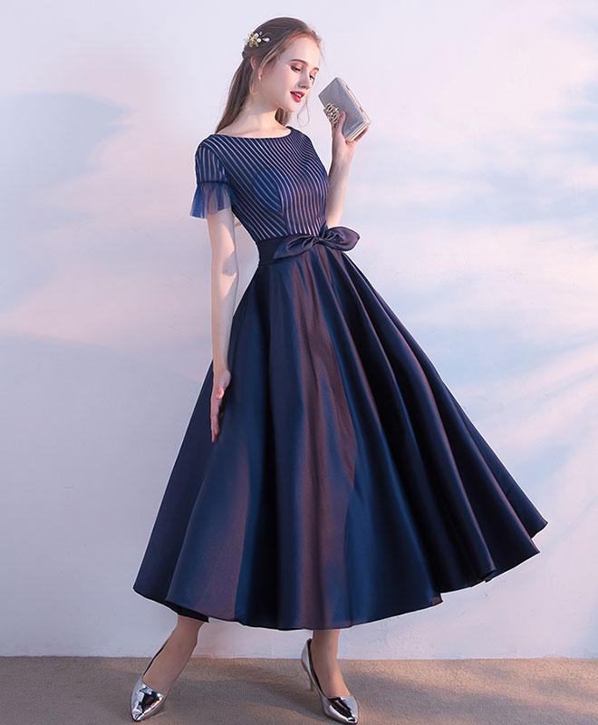 blue dress for baby girl Zapaka Women Sparkly Navy Strapless Homecoming Dress with Bow Beaded Corset Short A Line Hollow Out Hoco Dress, Navy / US8 main image 0