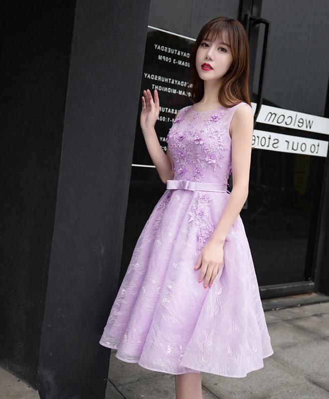 Light Purple Lace A Line Short Prom Dress,evening Dress