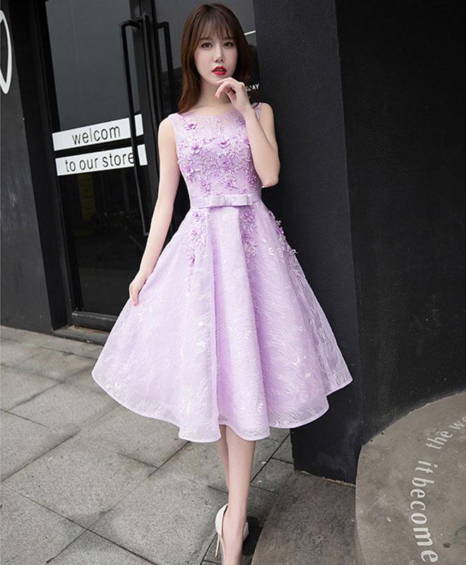 Light Purple Lace A Line Short Prom Dress evening Dress on Luulla