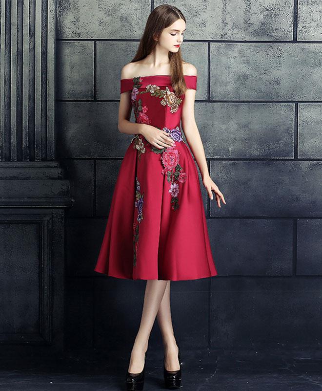 Burgundy Lace Applique Prom Dress,burgundy Evening Dress