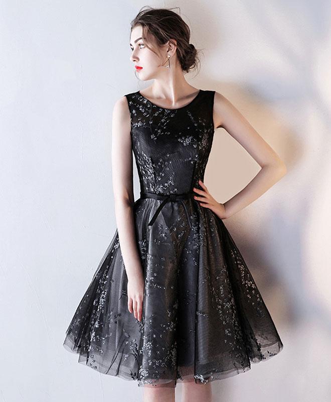 Black Tulle A Line Short Prom Dress,homecoming Dress