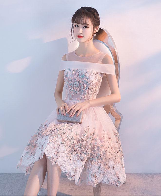 Party Dresses Short Tight Pink Lace Tulle Short Prom Dress,Pink Homecoming  Dress
