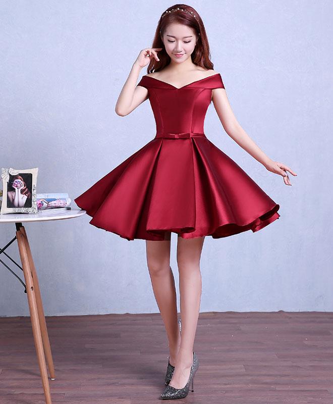 Burgundy Knee Length Prom Dress,homecoming Dress