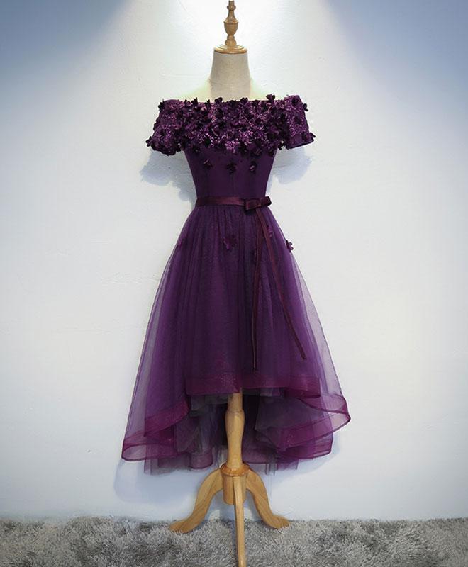Cute Purple High Low Prom Dress purple Evening Dress on Luulla