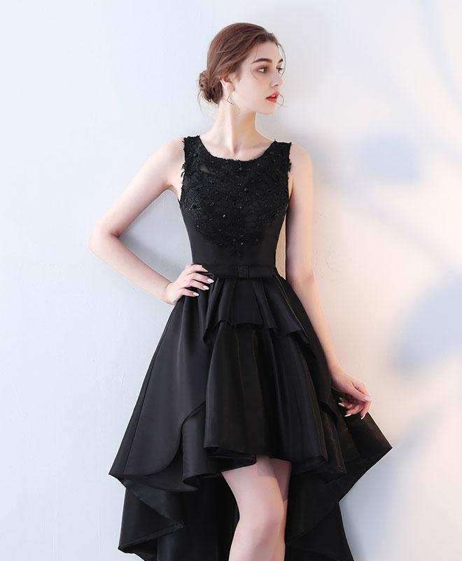 Cute Black Lace High Low Prom Dress,lace Evening Dress