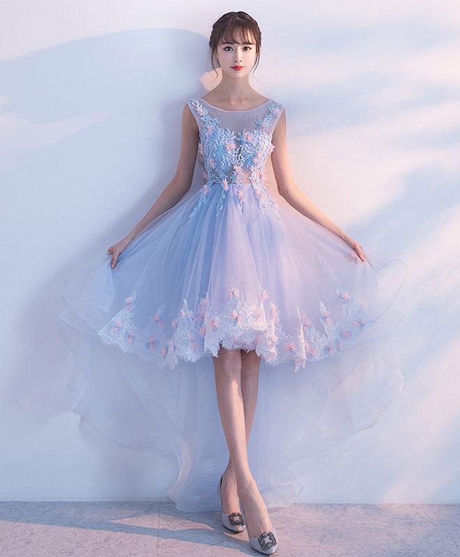maxi blue homecoming dresses Light Blue High Low Prom Dress,Girl Homecoming Dress,Fashion Evening Party Dress PD00117, US12 / Royal Blue