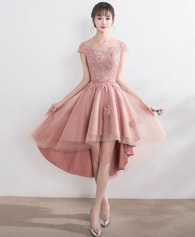 Cut Lace Tulle Short Prom Dress,high Low Evening Dress