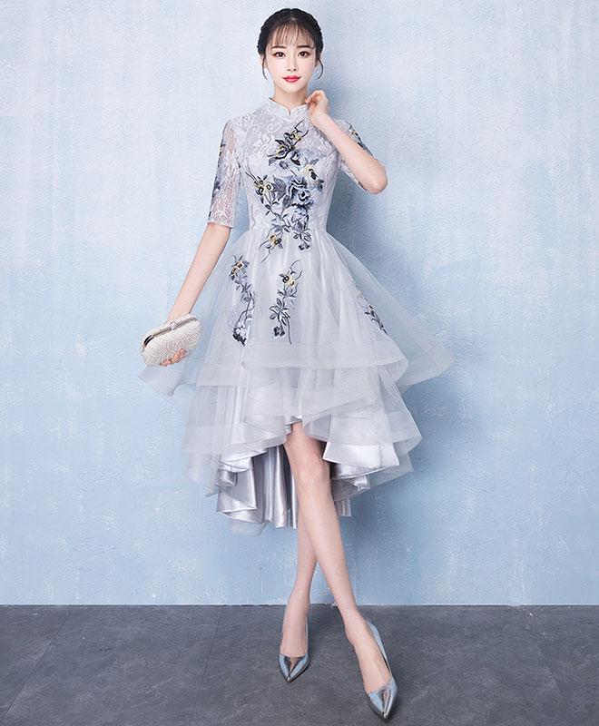 navy blue dress for baby girl Asymmetrical Back Crystal Homecoming Dresses – Sassymyprom main image 1