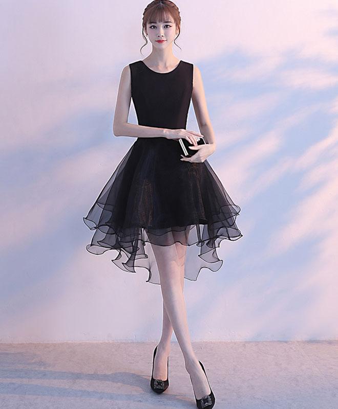 Simple Round Neck Black Tulle Short Prom Dress,black Homecoming Dress