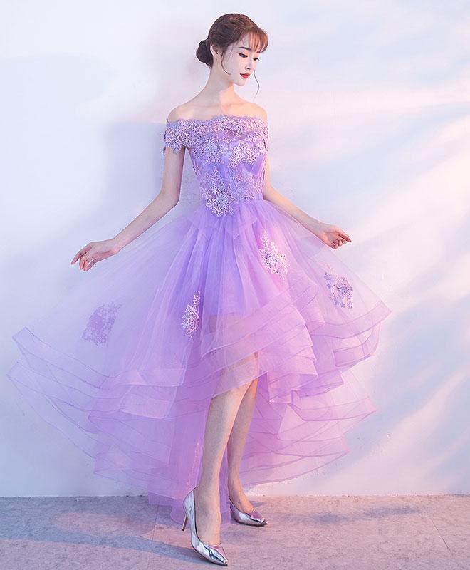 Purple Tulle Lace Applique Prom Dress,purple Homecoming Dress