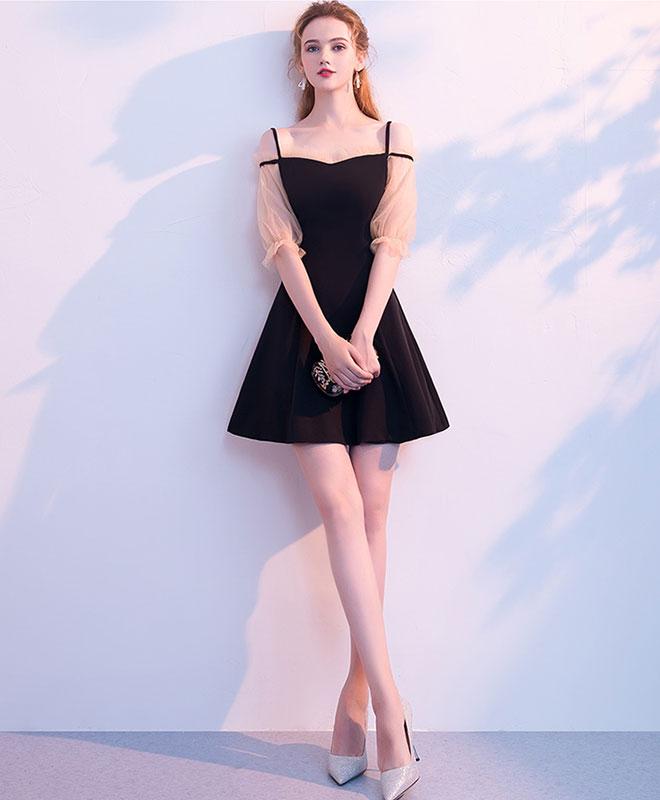 Simple Black Short Prom Dress,black Homecoming Dress