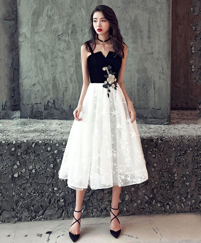 Cute Black And White Short Prom Dress,homecoming Dress