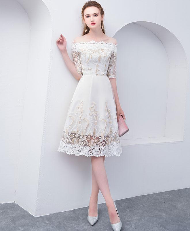 Unique White Lace Short Prom Dress white Homecoming Dress on Luulla