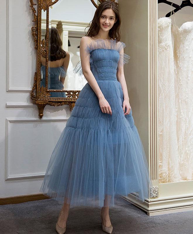 Cute Blue Tulle Short Prom Dress,homecoming Dress