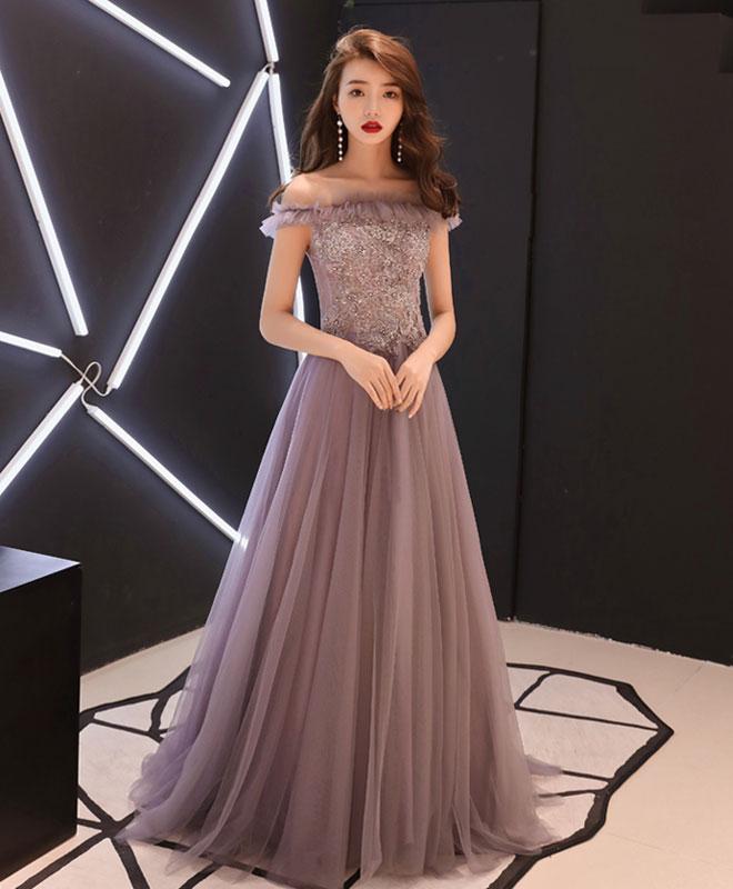 Unique Lace Tulle Long Prom Dress,evening Dress