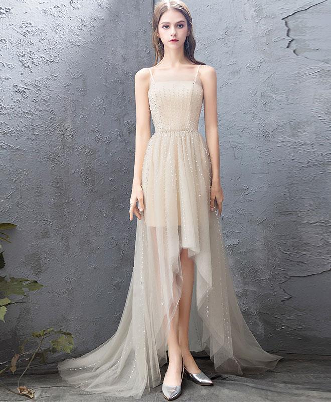 Champagne Tulle High Low Prom Dress,champagne Evening Dress