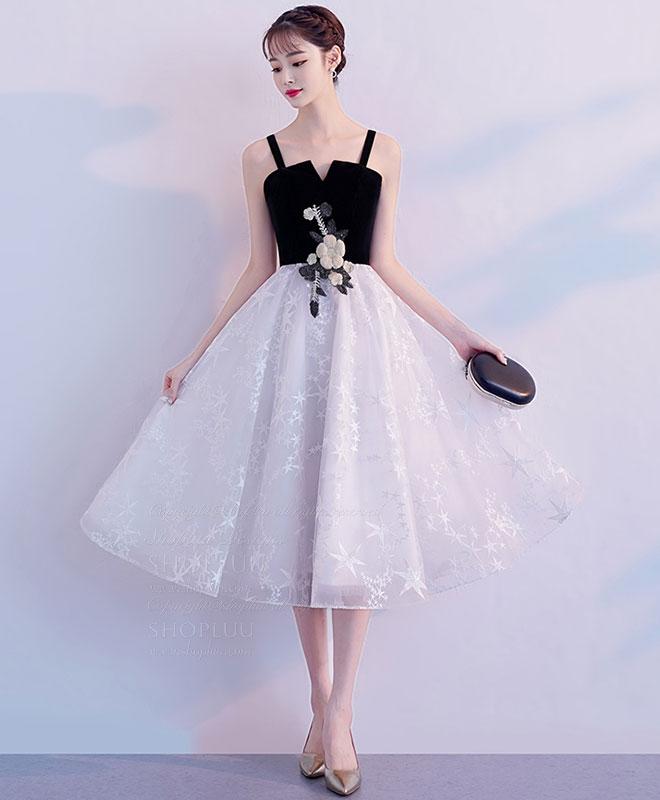 shopluu Cute V Neck Tulle Black Short Prom Dress, Black Homecoming Dresses US 8 / Custom Color