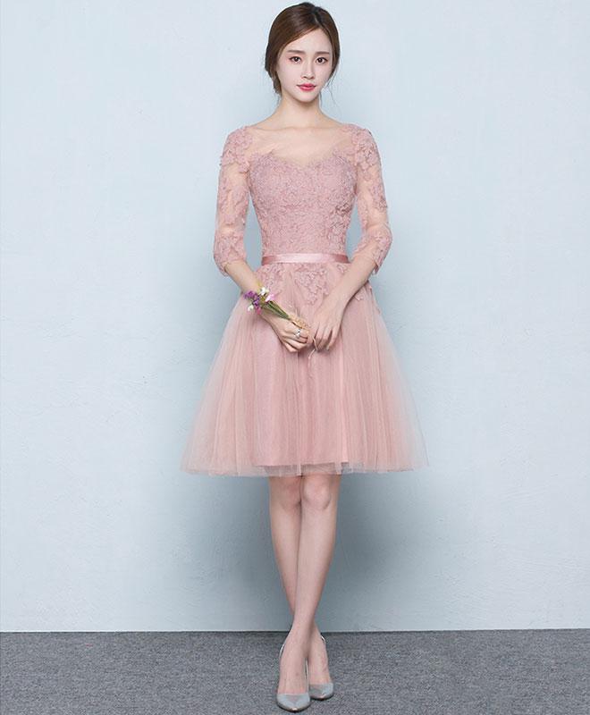 Pink Tulle Lace Short Prom Dress,pink Tulle Bridesmaid Dress