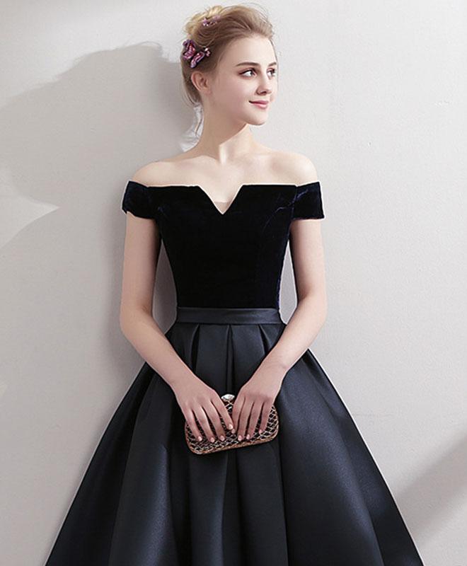 Short Black Dress For Prom V Neck Black Short Graduation Dresses Black Prom  Dress Little