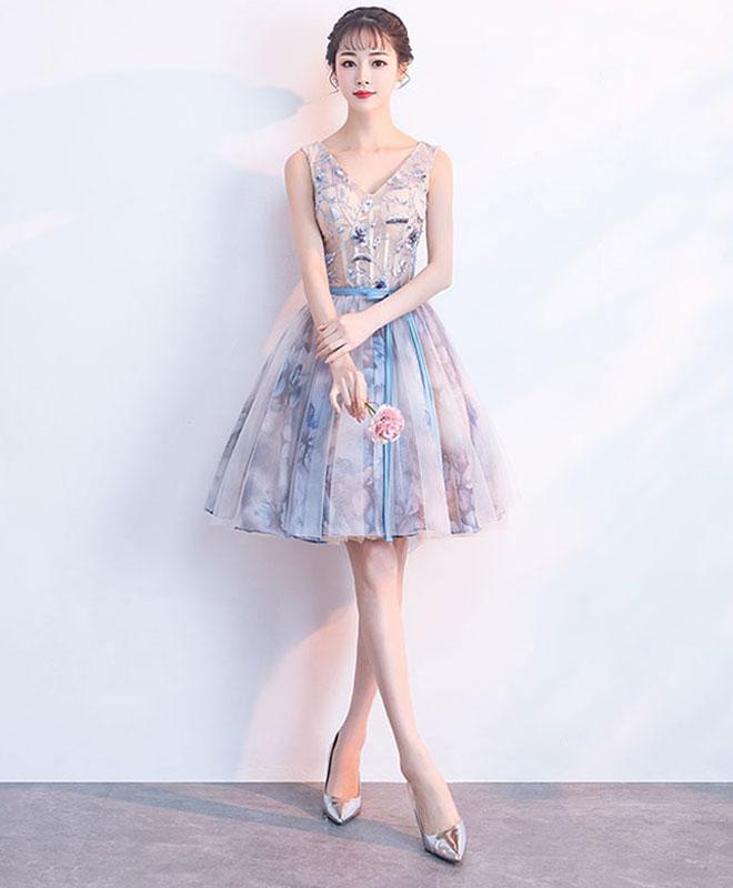 Unique V Neck Tulle Short Prom Dress,tulle Homecoming Dress