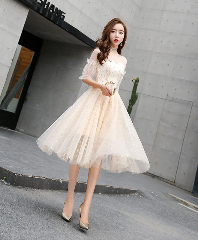 Champagne Tulle Short Prom Dress,champagne Tulle Short Homecoming Dress