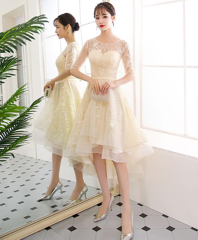 Champagne Tulle Lace Short Prom Dress,champagne Tulle Homecoming Dress