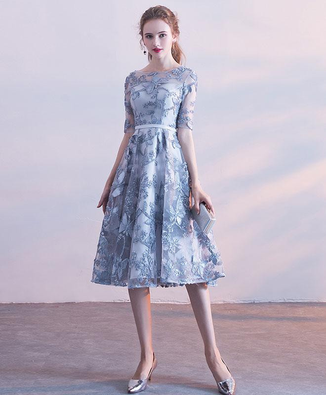 blue gray homecoming dress Gray Blue Tulle Lace Short Prom Dress,gray Blue Homecoming Dress