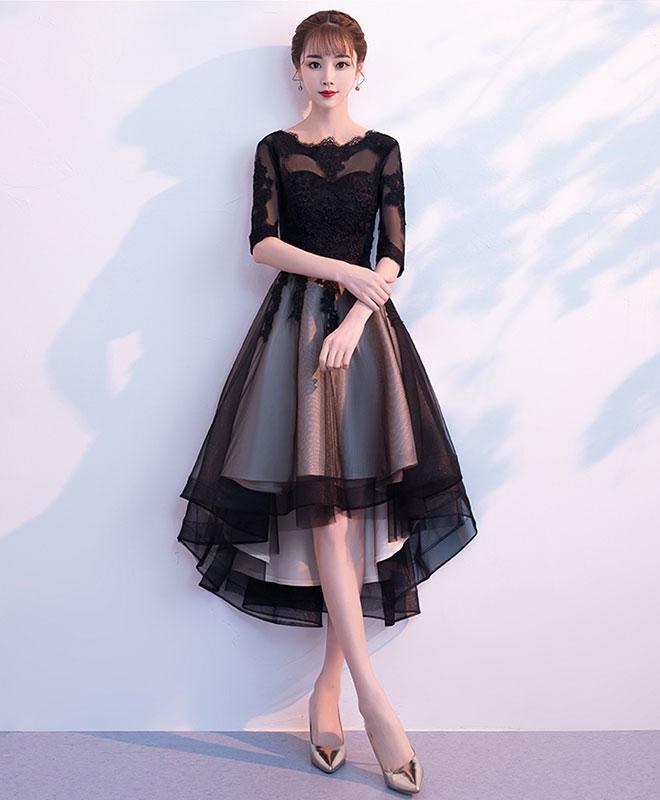 Black Tulle Lace Short Prom Dress,black Bridesmaid Dress