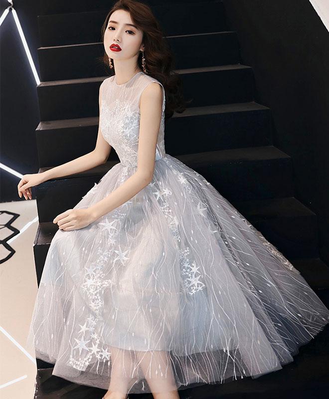 Gray Tulle Lace Short Prom Dress,gray Homecoming Dress on Luulla