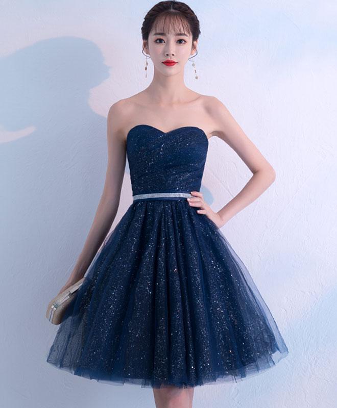 Dark blue short prom dresses store