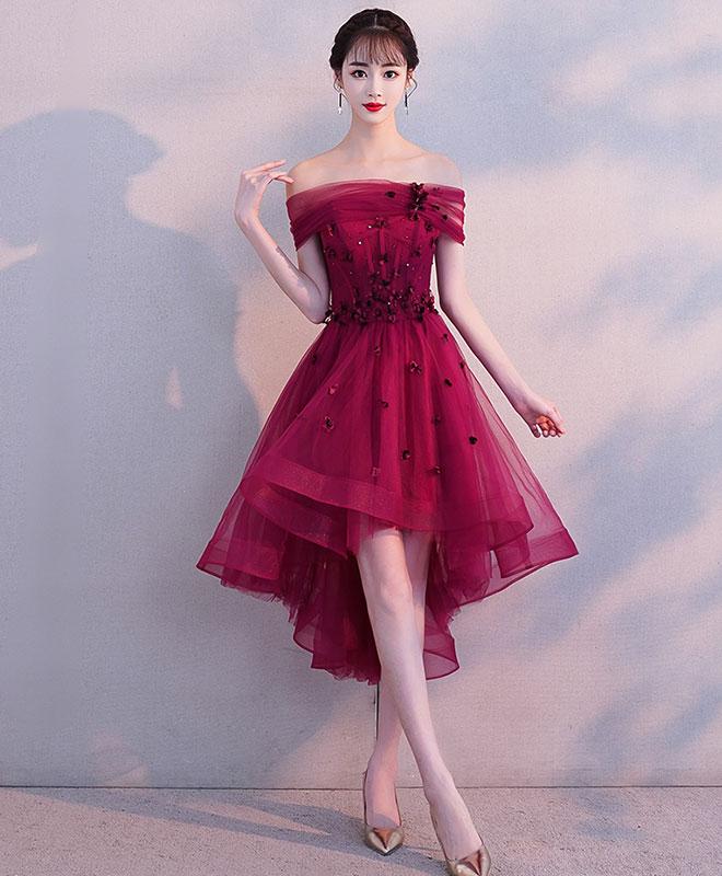 Burgundy dress short front long back shop