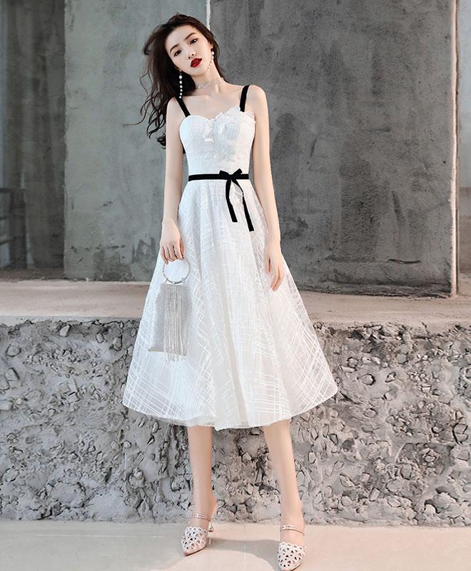 Pretty White Tulle Lace A Line Short Prom Dress Formal Homecoming Dress Birthday Outfits