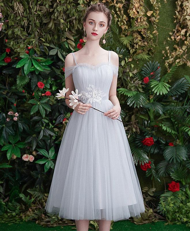 Gray tulle bridesmaid dress top