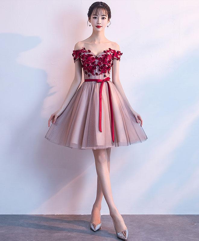 Cute sweetheart neck tulle short prom dress, black homecoming dress main image 1
