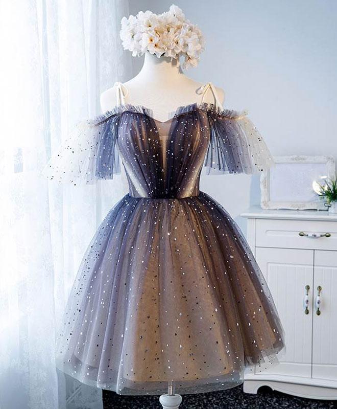 green emerald velvet dress Spaghetti Straps Star Sequins Lace Short Prom Dress Mini Homecoming Dress ARD2749 main image 1
