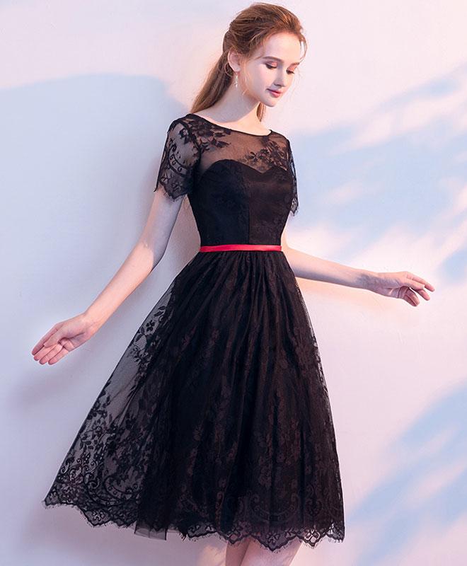 Black Lace Short Prom Dress,black Homecoming Dress