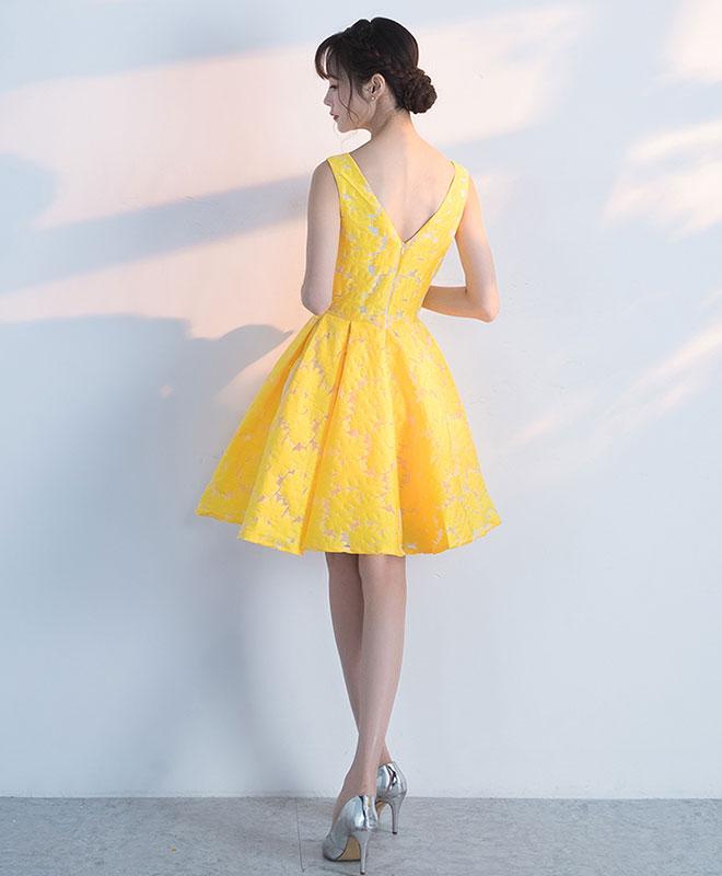 Cute Yellow Lace Short Prom Dress,yellow Dress on Luulla